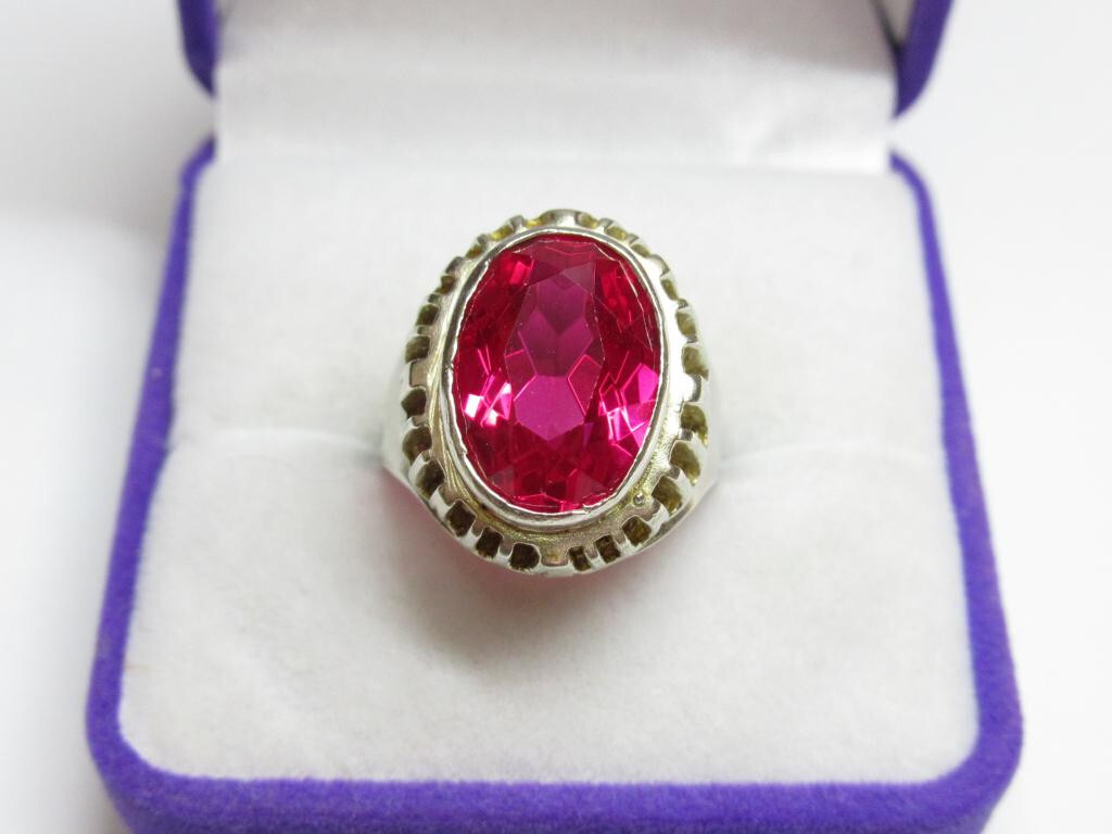 Unique Vintage Soviet Ring Ruby Russian Gilt Ster… - image 2