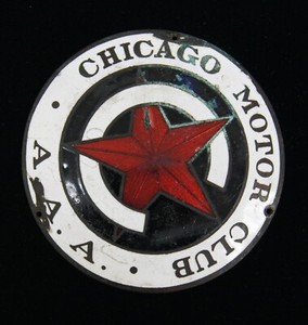 Vintage Enamel Chicago Motor Club A.A.A. Metal Badge/Plaque - Auto Mobile Club