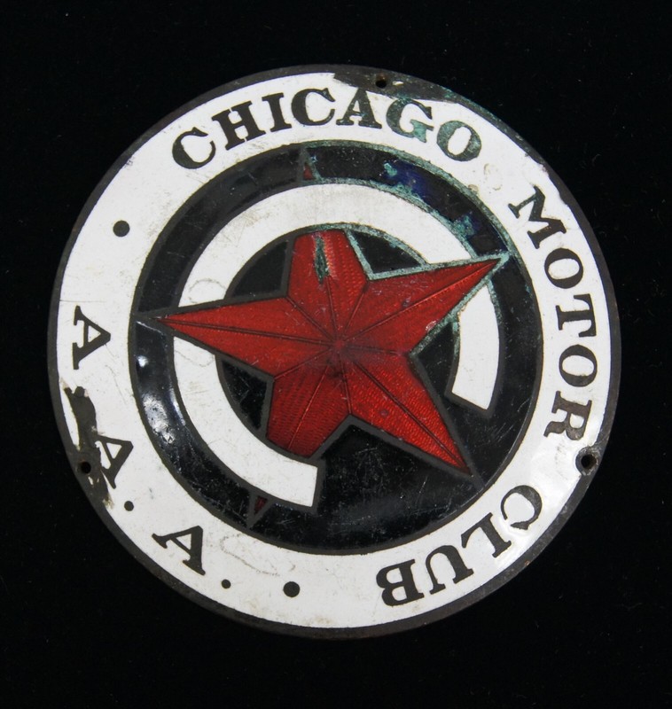 Vintage Enamel Chicago Motor Club A.A.A. Metal Badge/Plaque - Auto Mobile Club