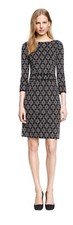 TORY BURCH 100% Silk Crepe Jersey Rhoda Black White Logo Dress Sz XL NWT $450