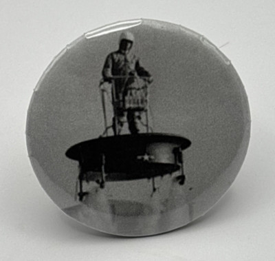 Flying Platform Pin Back Button 1.5 Inches Funny Humor Satirical Comedy Novelty