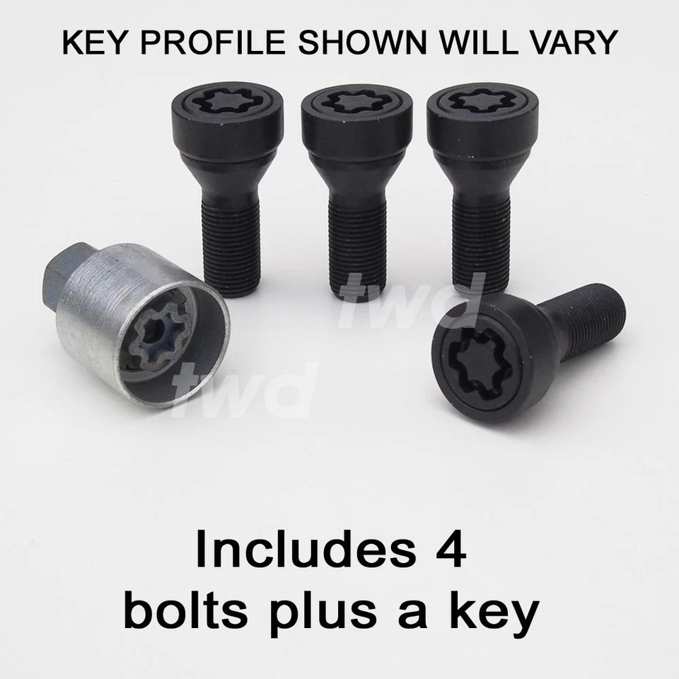 PERNOS DE BLOQUEO DE RUEDA DE ALEACIÓN NEGROS BMW X5/X6 (2007+) E70 E71 F15 F16 BIRLOS [Ke] Foto 4 de 4