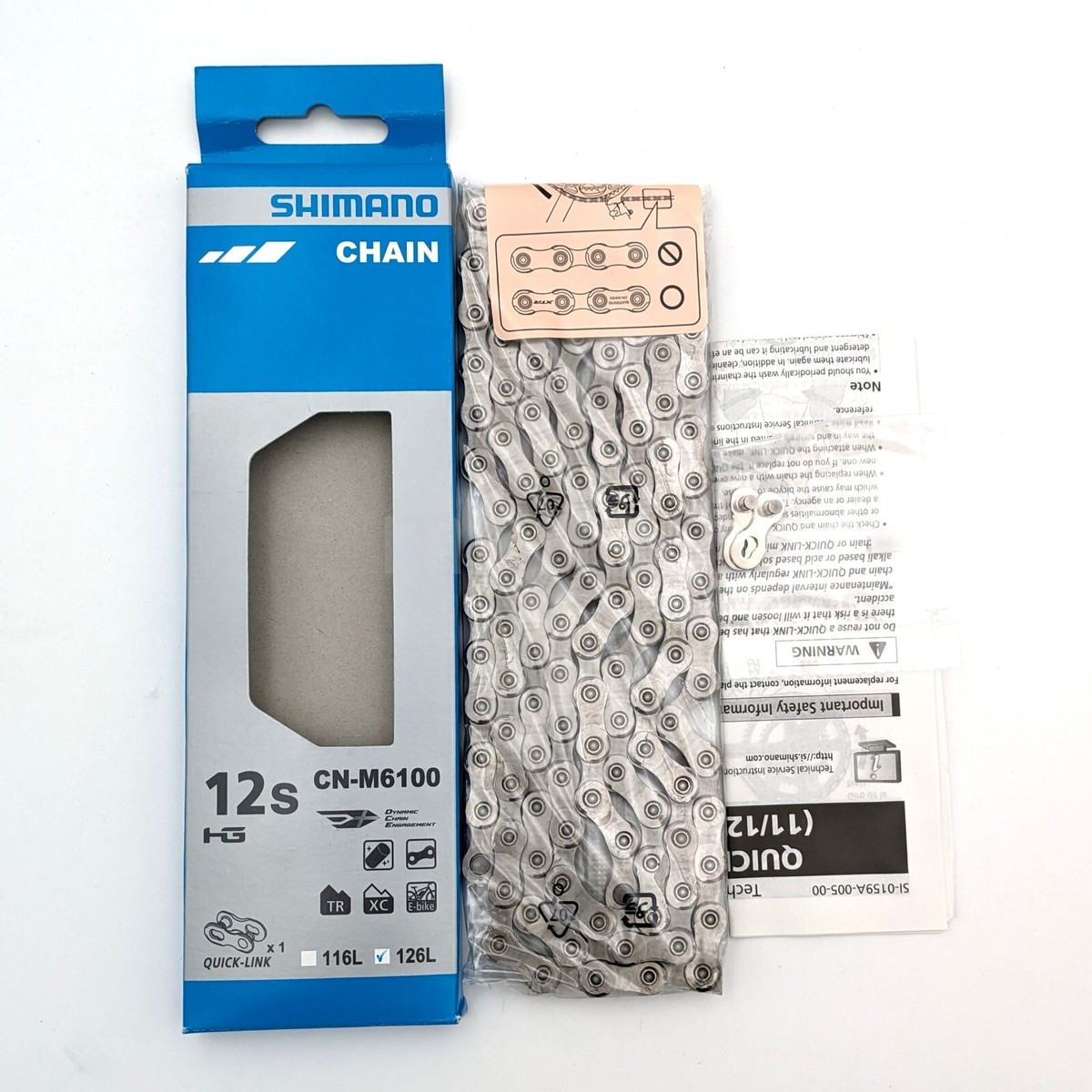 [新品]SHIMANO M6100 12速 チェーン 126リンク 正規品 Shimano DEORE CN-M6100 MTB Bike Chain, HG 12-Speed W/Quick link