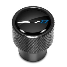 Chevrolet Corvette C7 ZR1 Logo in Black on Black Aluminum Tire Valve Stem Caps