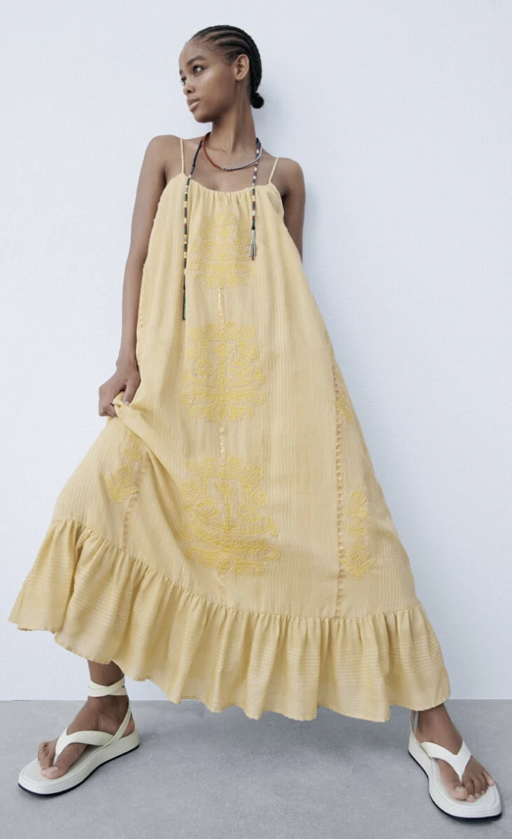 Zara embroidered top maxi dress