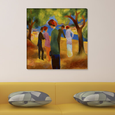 WANDKINGS Leinwandbild August Macke - ''Dame in grüner Jacke'' 