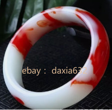 Natural Beautiful red white Jade jadeite bracelet bangle 65-66mm Free box
