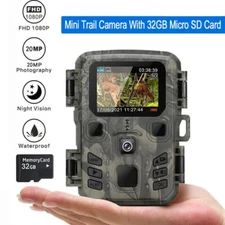 24MP Hunting Trail Camera 1080P Wildlife Waterproof Cam Night Vision 32GB Card