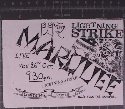Lightning Strike Flyer Original Vintage Marquee Club Oktober 1987
