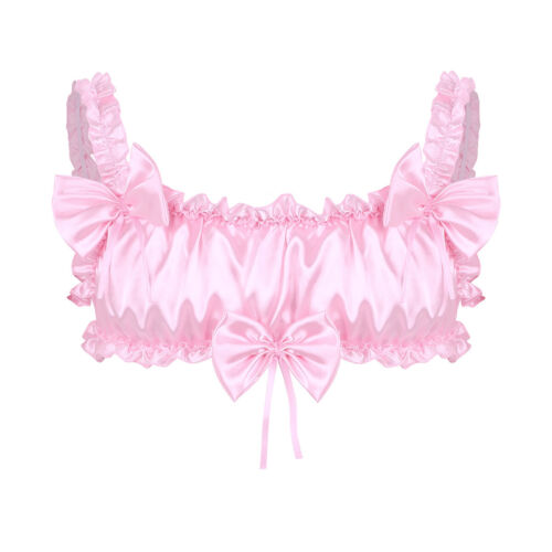 Set Reggiseno Uomo Sissy Frilly Arruffato Senza Ferretto Bralette con Mutandine Set Lingerie - Foto 8 di 48