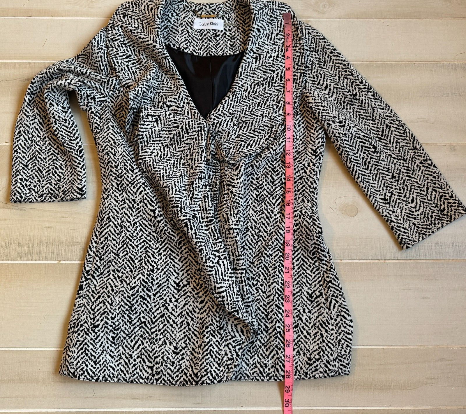 Calvin Klein black white print coat jacket size 6 Women's