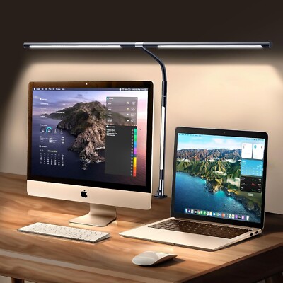 TUFFEN   GQ24 3-Section LED Desk Lamp - Clamp On Monitor Smart Light w/Gooseneck