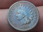 1881 Indian Head Cent Penny- Fine Details, Blue Toning