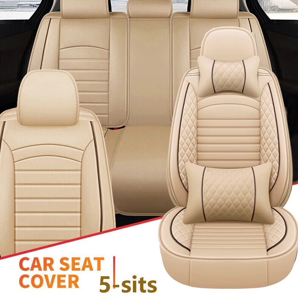 For Audi Car Seat Covers Full Set Deluxe Faux Leather 5-Seats Front Rear Cushion Foto 3 de 4