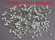 BOX OF 144 WHITE ROUND PEARL HEAD CORSAGE BOUQUET BOUTONNIERE PINS – BULK PRICE