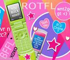 TECHIE GIRL Texting Cell Phone Twitter Wallpaper Border