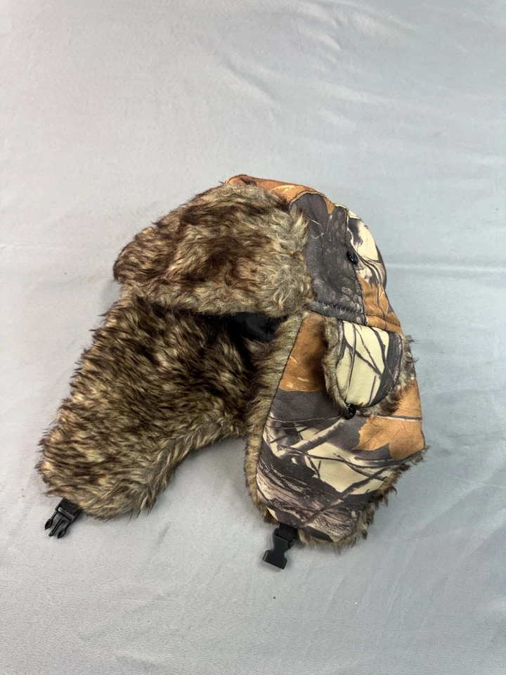 Camo Trapper Hat Cap Adult One Size OSFM Camouflage Lined Chin Strap - Image 2 of 4