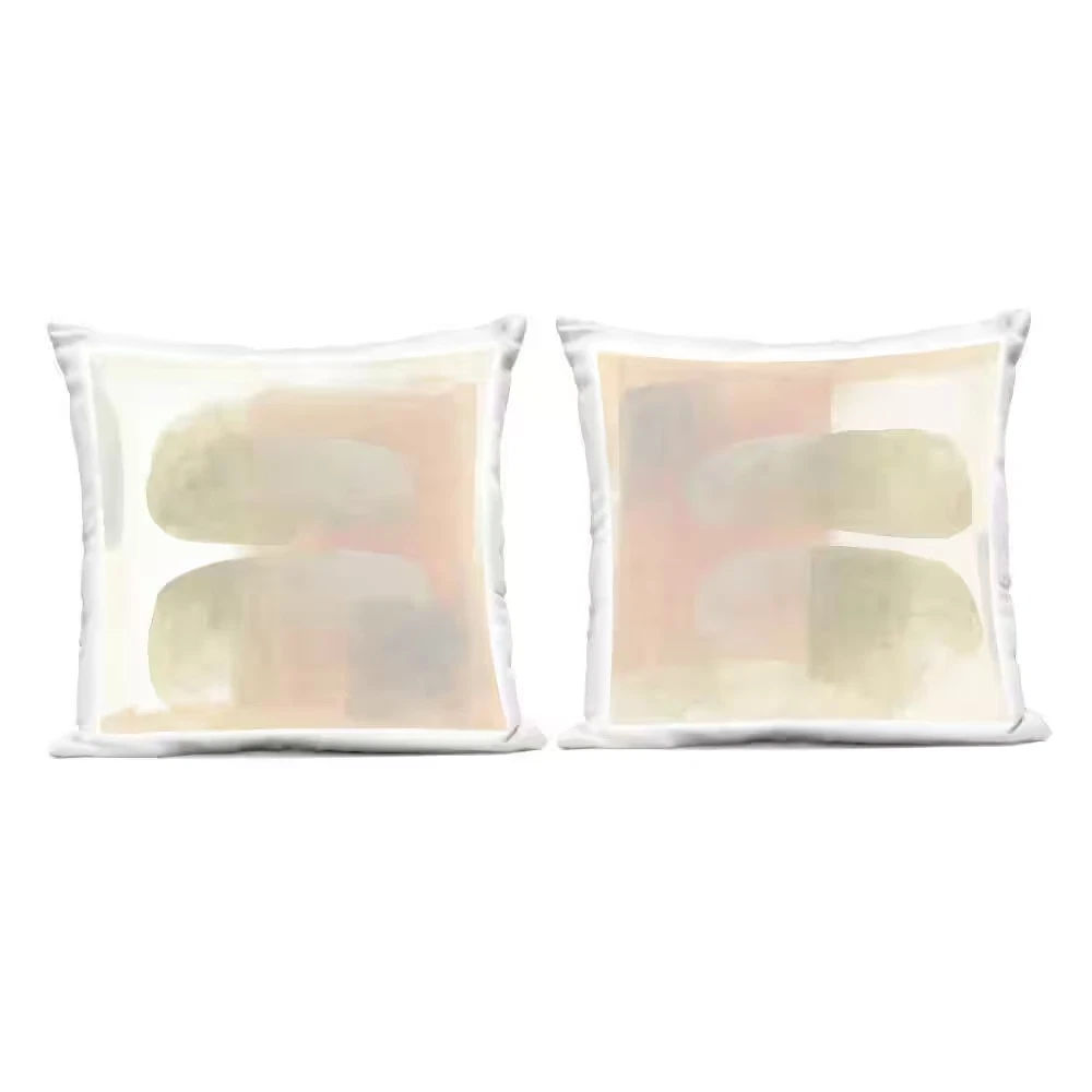 Neutral Oblong Shapes Abstract Pink Square Outdoor Throw Pillow 2-Pack