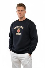 USA Hockey Official United States Embroidered Cotton Navy sweatshirt size up-ru