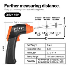 Infrared Laser Thermometer Gun Non-Contact -50-700 C Adjustable Emissivity 16:1