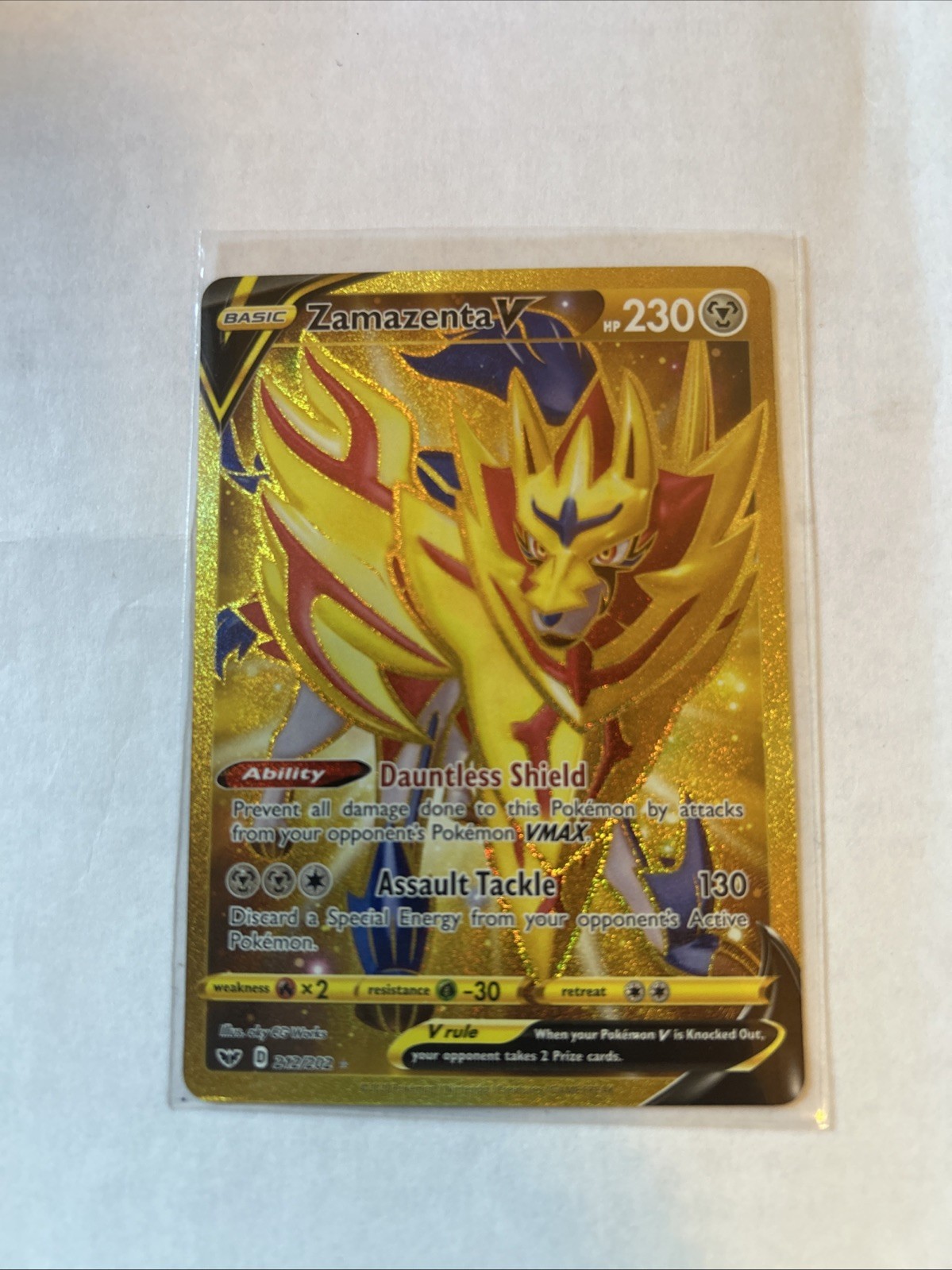 pokemon card zamazenta v gold 212/202 Secrète Ultraboost X Sword and Shield 1 [Colorless][Colorless] Zamazenta V - Sword &