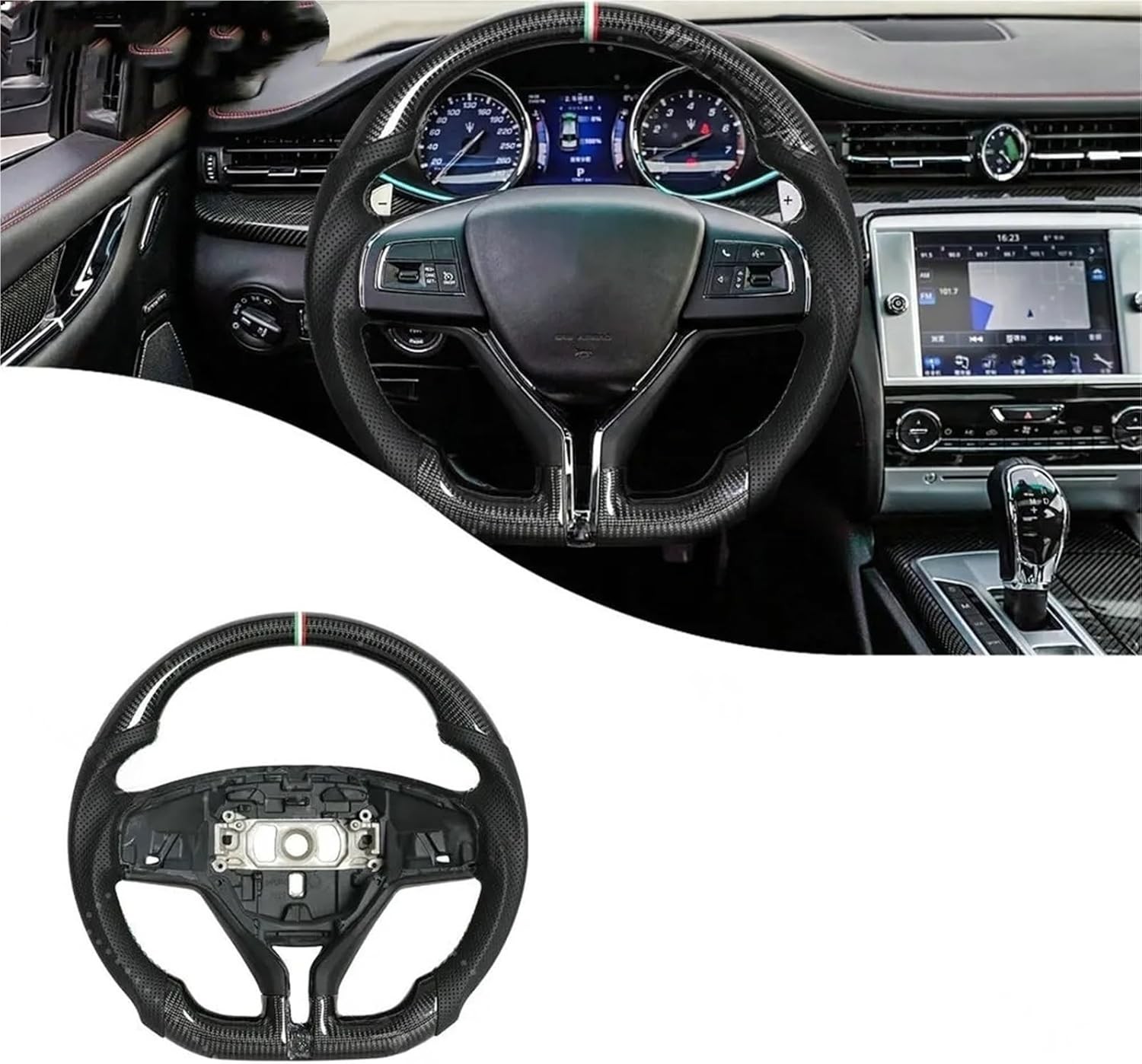 For 2013-2024 Maserati Levante Ghibli Quattroporte Carbon Fiber Steering Wheel