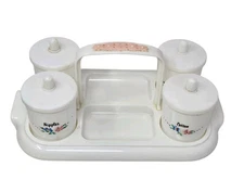 Vintage Clarolyte Plastic Nursery Tray Organizer Pink Baby Vanity Floral 50s