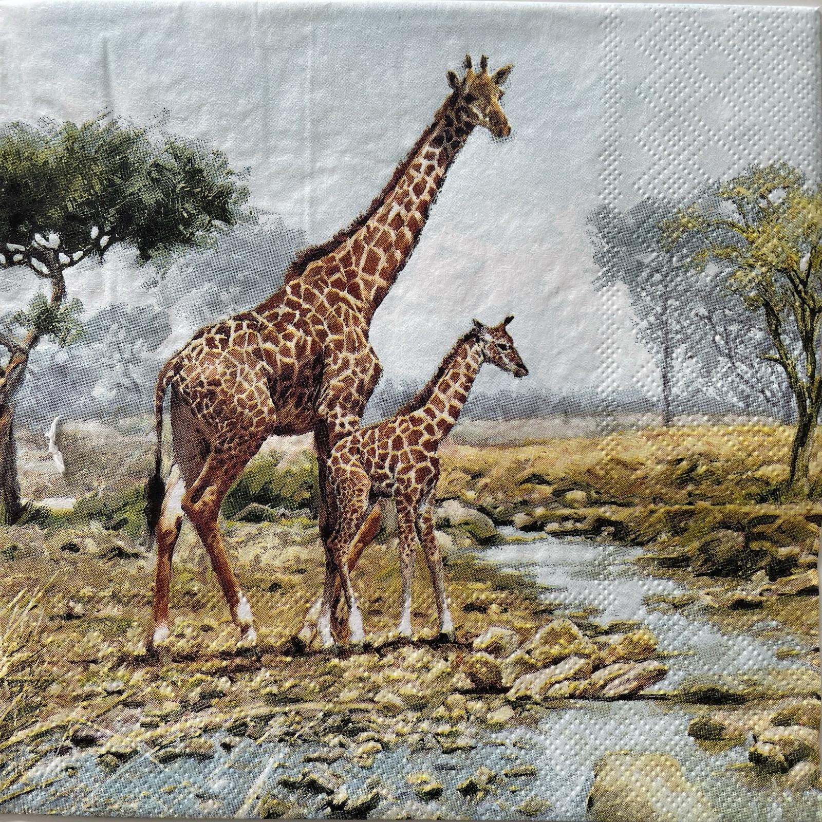 4 Luncheon paper napkins Giraffes Safari Animals for decoupage