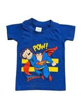 1980s Superman Kids Toddler Blue T Shirt Size 3 Vintage DC Comics Movie Tee RARE