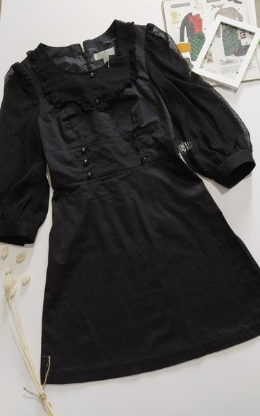 Women Monsoon Dress Black Cotton 36 / S / 44