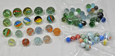 Vintage lot of Tri-color Cat's Eye Marble Swirl Green and Orange and solid