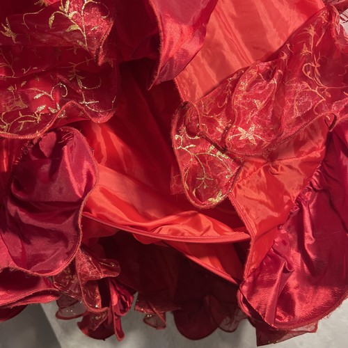 I Want To Be Girls Princess Dress Up Red And Gold 7/8 Long Ruffled Pageant Sash - Picture 14 of 18