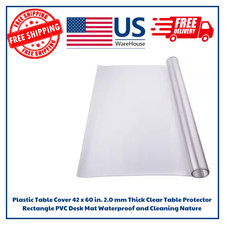 Plastic Table Cover 42 x 60 in. 2.0 mm Thick Clear Table Protector Rectangle PVC