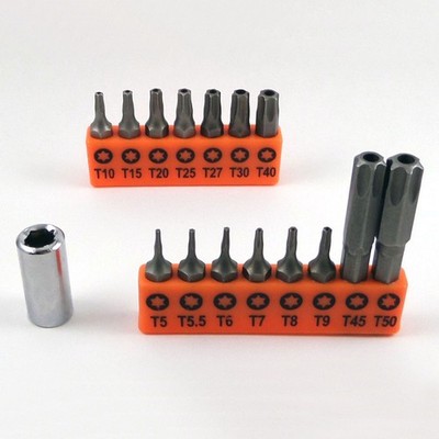 16 pc Security Torx Tamper Proof 6 Point Star Bit Socket Tamperproof Tool Set