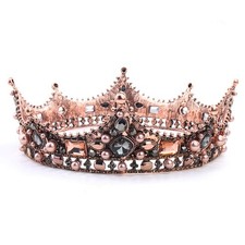 Bridal Tiara Crown Baroque Pearl Crystal Princess Crown Birthday Cake Topper ...