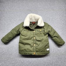 7 For All Mankind Jacket Youth 2T Army Green Faux Fur Collar Snap Front