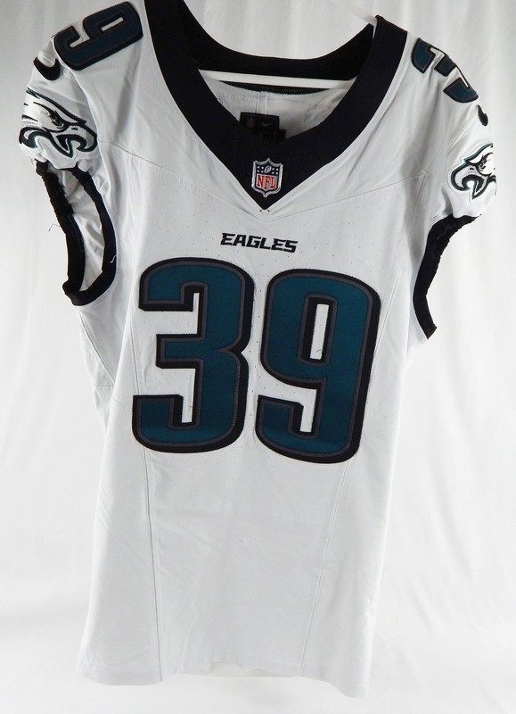 2024 Philadelphia Eagles A.J. Woods #39 Game Used White Jersey 38 954