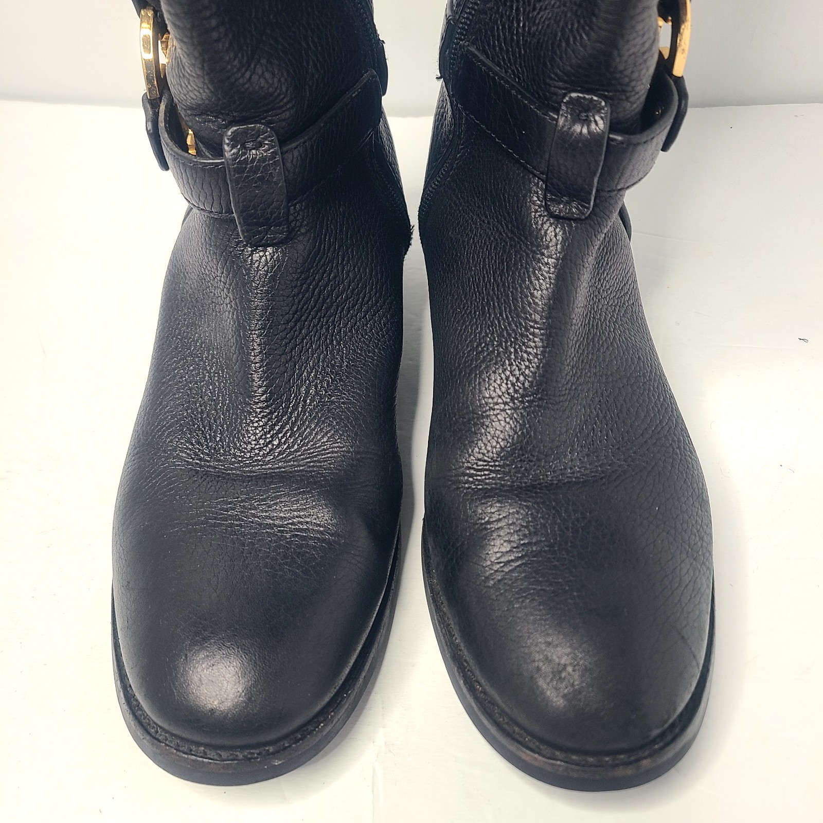 Tory Burch Amanda Medallion Riding Equestrian Tall Leather Boots 8.5 M Black thumbnail 5