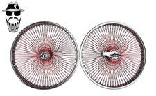 Original Lowrider 20" Bicycle 144-Spoke DAYTON FLAT TWISTED Chrome/Red Wheel.