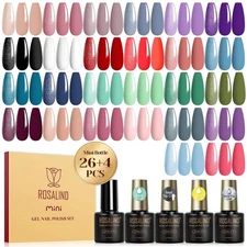 30PCS Gel Nail Polish Set - 26 Multicolored with Base & Top Coats for Nail Art