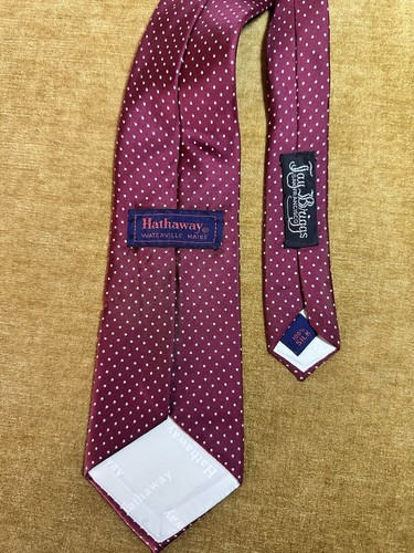 Hathaway Jay Briggs Maroon Polka Dot Silk Tie Classic Formal 57”