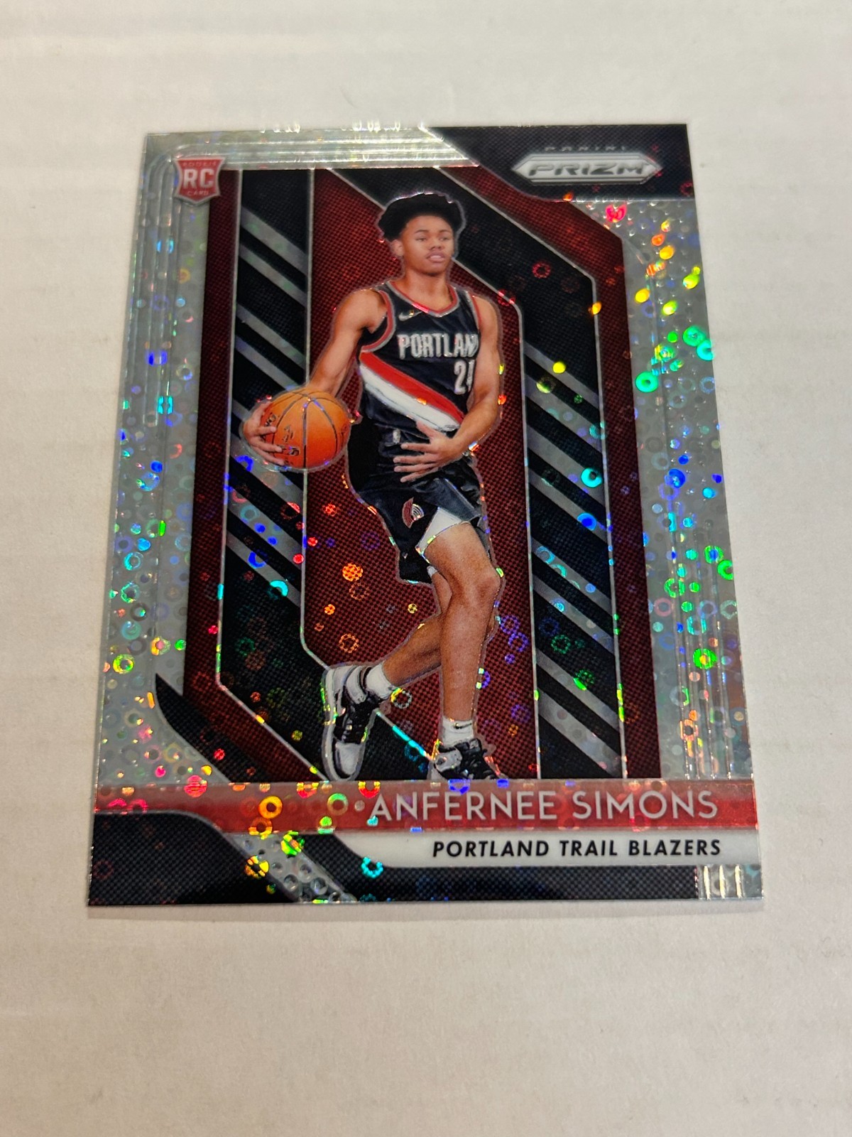 2018-19 PANINI PRIZM FAST BREAK ANFERNEE SIMONS #61 SILVER DISCO ROOKIE SP GW1