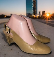 Rare Vintage Stuart Weitzman Marble Heel Buckle Slingback Pumps Sz 10 B