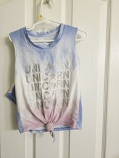 Girl Unicorn Ombre Tie-Front Sleeveless Top  Short Set Size XS 4-5