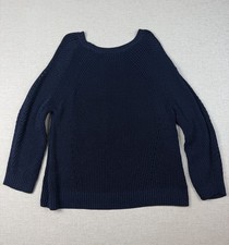 Lauren Ralph Lauren Women’s 3X Navy Linen Blend Chunky Knit Sweater