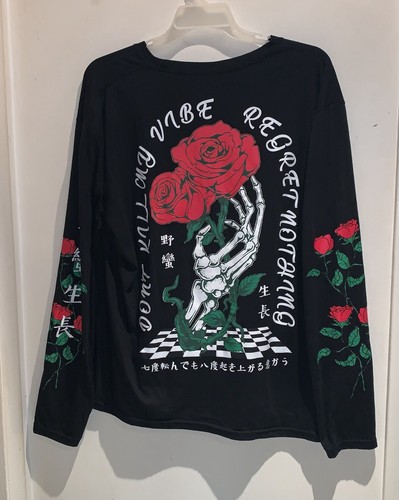 Fresh Laundry Adult "Old Growth" Skeleton & Rose Graphic Long Sleeve Shirt (2XL) - Picture 15 of 24