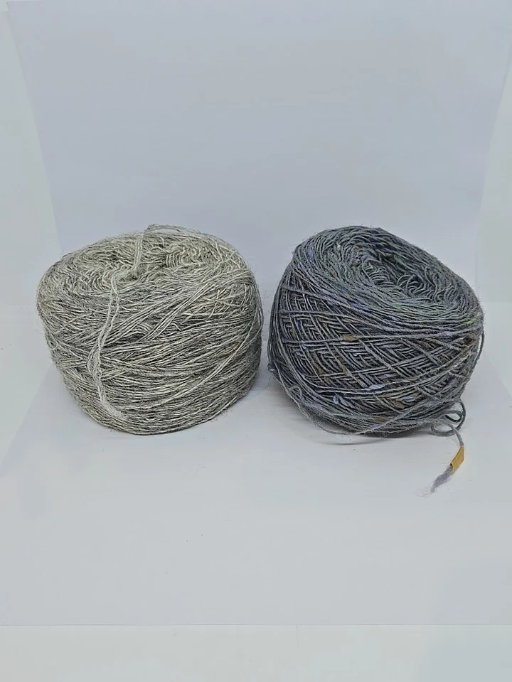 2 Big Ball Tweed Lana Merino? Irlandés? Pasteles de hilo gris azul crema Estate LEER Foto 2 de 4