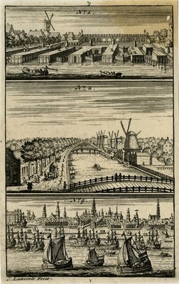 Antique Print-Topography-The waterways in Amsterdam-van Leuven-Lamsvelt-1723