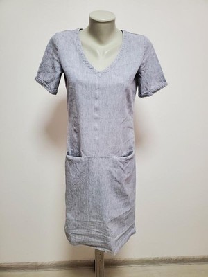 Women White Label Dress Grey Linen 34 / XS / 42
