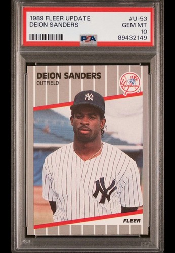 1989 FLEER UPDATE #U-53 DEION SANDERS ROOKIE RC YANKEES PSA 10 GEM MINT